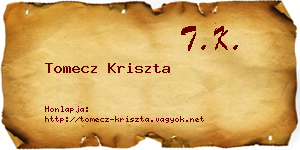 Tomecz Kriszta névjegykártya